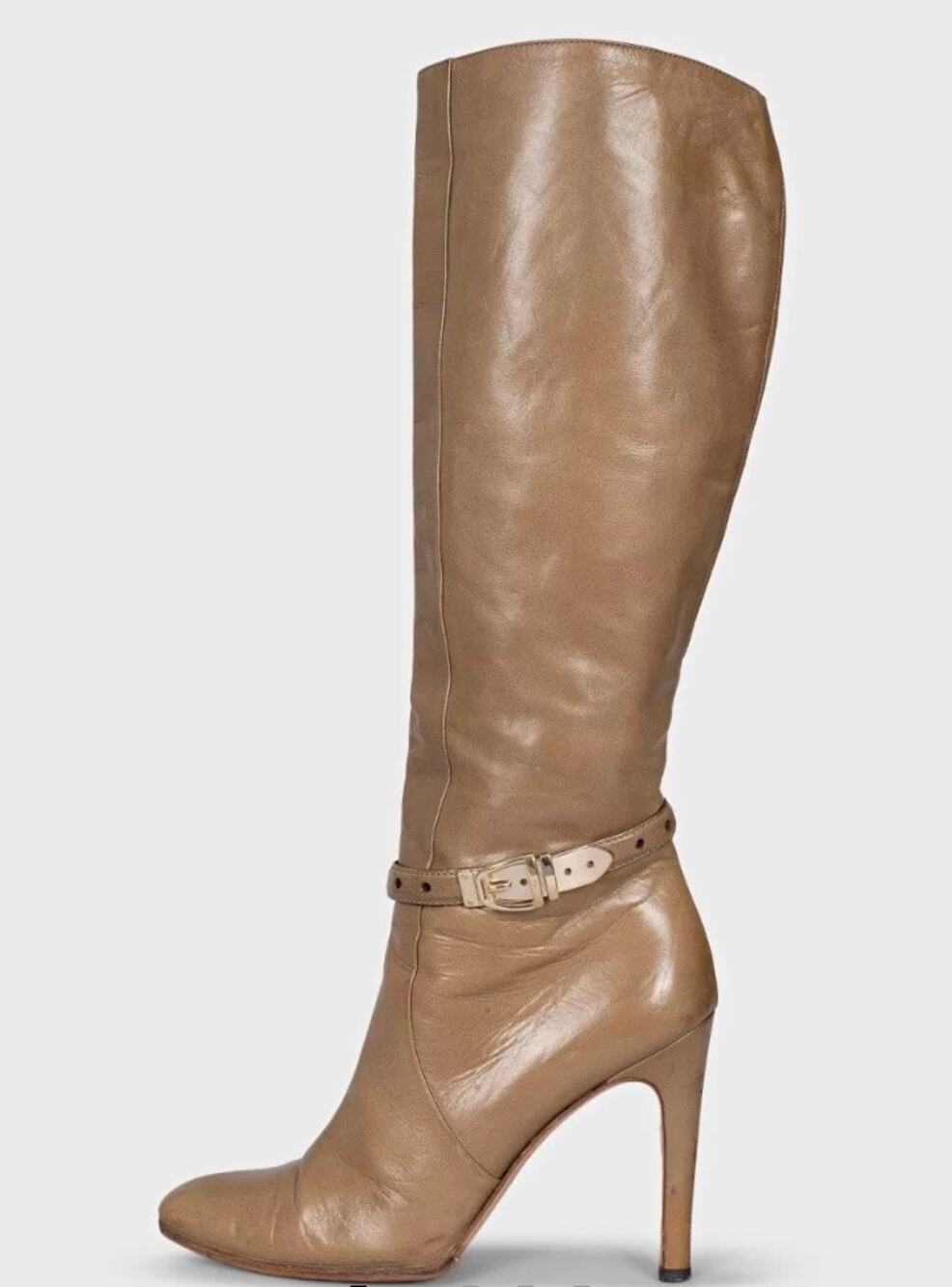 Gucci Green Leather Heeled Boots, Size 37 EU